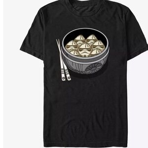Gildan Black Graphic Tee with Gray and Cream Stormtrooper Dumplings